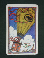 Card calendar, Hungarian post office, graphic artist, humorous, hot air balloon, 1982, (2)