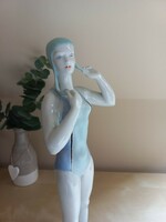 Hollóházi úszónő, ritka porcelán figura