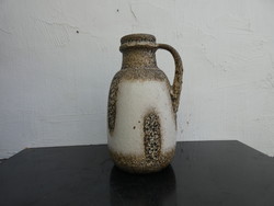 White/brown scheurich fat lava glazed floor vase 417-42, West Germany floor vase from 1970