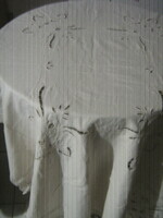 Beautiful beige floral rosette crocheted tablecloth