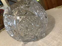 Crystal lead crystal vase 17 cm carved polished antique