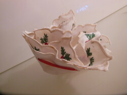 Christmas - bonbon holder - needlework - holly leaf knife 14 x 8 cm - like new