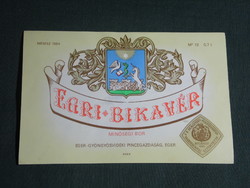 Wine label, Eger Gyöngyösvidék winery, wine farm, Eger bikavér wine
