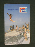 Kártyanaptár, PEPSI üdítőital, Pécs sörgyár, sörfőzde, trambulin ,női modell, 1982 ,   (2)