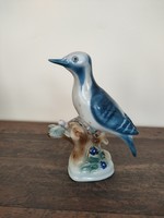 Zsolnay kék porcelán madár kézelfestett hibátlan