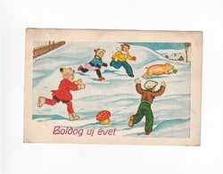 K:163 antique Büék New Year postcard