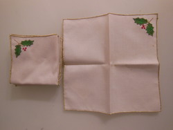Christmas - 6 pcs - textile napkins - 18 x 18 cm - handmade - like new