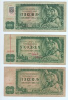 CSEHSZLOVÁK 100 KORONÁSOK 1961 3DB