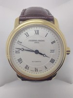 395T. Frederique constant classics automatic gold-plated 40mm men's watch, original box, paper