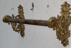 Curtain support cornice, kitchen clothes rack, towel holder baroque rococo style casting.