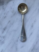 Antique monogrammed silver spice spoon, the inside of the small spoon is gilded.