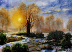 Winter walk - 30 x 40 cm oil painting