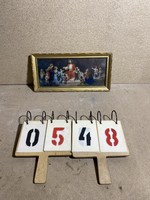 Representation of the Last Supper, 40 x 16 cm, painting, oil on wood, in a frame. Antique