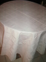 Antique white checkered damask tablecloth
