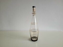 Retro mid century arany fekete csíkos art deco stílusú dugós üveg régi boros üveg