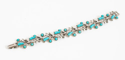 Modern turquoise blue glass stone leaf, creeper plant pattern bracelet - bracelet, jewelry