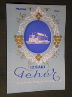 Wine label, Izsák winery, wine farm, Izsák white wine
