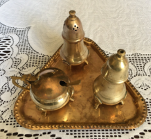 Copper table spice set from India
