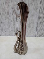 Szecessziós stílusú hattyú alakú ezüstözött fém váza