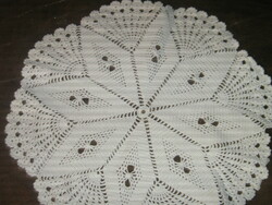 Cute hand crocheted white round lace tablecloth
