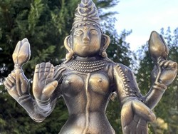 Gyönyörű kidolgozású indiai sárgaréz hindu istennő Siva/Shiva szobor