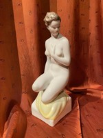 Hollóháza porcelain seated nude statue