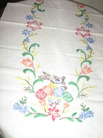 Beautiful embroidered Easter bunny needlework tablecloth