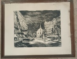 Liberation of Budapest square-etching