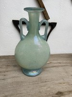 Gyönyörű színű Bohemia ? Cseh váza? Szakított üveg váza Gyűjtői mid-century modern