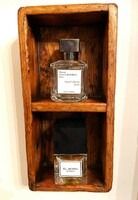 Rustic perfume wall shelf, with 2 compartments, small storage shelf, old, antique