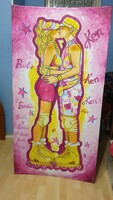 2 Barbie paintings, decorations - also for sale on the wall of a child's or teenager's room - hand painted