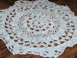 Charming hand crocheted light blue tablecloth
