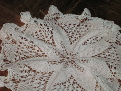 Charming hand-crocheted snow-white filigree thread tablecloth