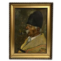 Jenő Kasznár ring (1875-?) Old shepherd with a pipe /we will give you an invoice for your purchase/