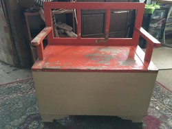 Old horse storage bench with arms waiting to be rescued.