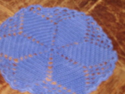 Charming hand crocheted dark blue tablecloth