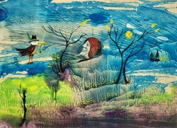 Pál Kelemen (1942-1999) fairytale landscape c. Your painting with an original guarantee!