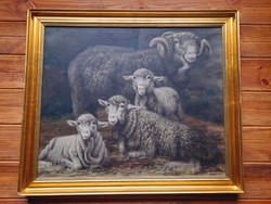 Béla Harmann lambs c. Painting, 60 x 75 cm