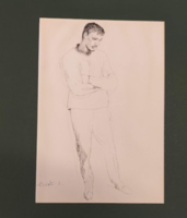 Lajos Czirák: male study hostage drawing