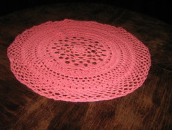 Cute hand crocheted pink tablecloth