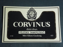 Wine sparkling label, Mor winery, wine farm, Corvinus sparkling wine