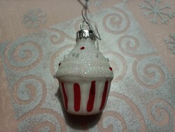 Cupcake üveg függeszték, karácsonyfadísz