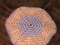 Cute hand crocheted lilac pink tablecloth
