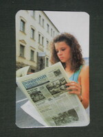 Card calendar, transdanubian diary daily newspaper, newspaper, magazine, erotic female model, 1989, (2)