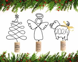 Drótból készült kis figurák karácsonyra / szilveszterre - Karácsonyfa, angyalka, szerencsehozó malac