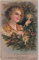 K:167 Karácsony antik képeslap 1906 dombornyomott