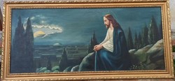 Jézus az olajfák hegyén - nagyméretű klasszikus Jézus ábrázolás - Eredeti olaj vászon festmény