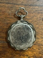 Antique silver pocket watch with double lid