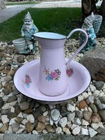 Enamel floral bathroom set bowl jug