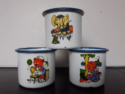 Bonyhádi old elephant, teddy bear and piggy enamel children's mug